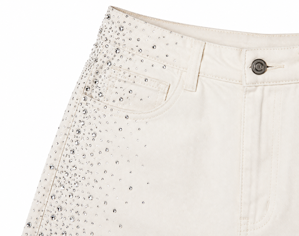 Glitter shorts beige
