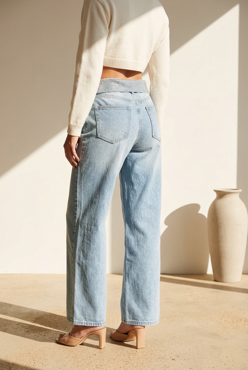 Glitter Fold Balloon Jeans