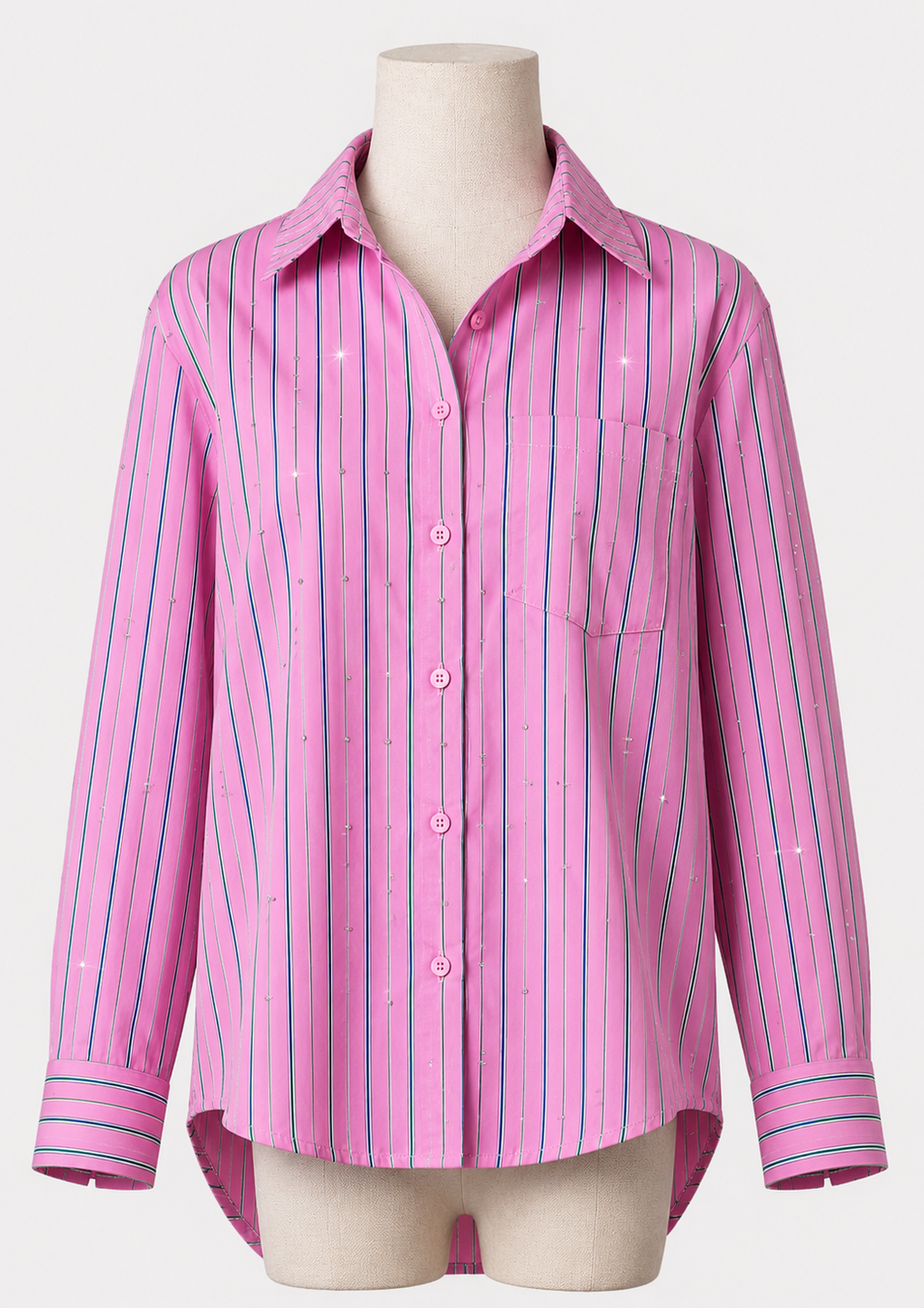 Glitter blouse roze/groen