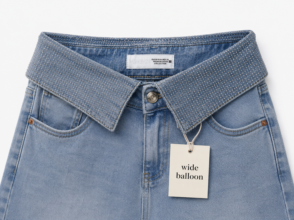 Glitter Fold Balloon Jeans